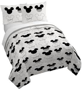 Jay Franco Kids Duvet Cover Set with Sham & Pillowcase – Ultra-Soft Bedding for Room Decor, Cover ONLY Comforter NOT Included, White - Mickey Mouse, 3 Piece Full
