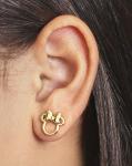 Disney Minnie Mouse Stud Earrings for Women Official License, 18k Gold Flash-Plated Minnie Mouse Earrings