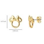 Disney Minnie Mouse Stud Earrings for Women Official License, 18k Gold Flash-Plated Minnie Mouse Earrings