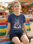 Magical Shirt for Women Happiest Place On Earth T-Shirt Balloon Flower Graphic Short Sleeve Tops Holiday Tee