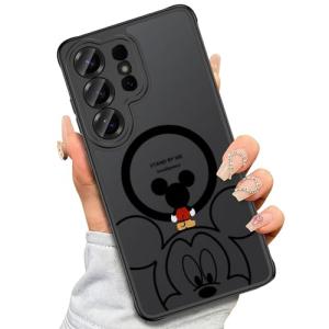 Threehundred Case for Samsung Galaxy S26 Ultra [Compatible with MagSafe], Cute Design Black Translucent Frosted Matte Soft Bumper & Hard Back Protective Phone Case with Camera Protection - Mic