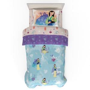 Franco Disney Princess Mulan Kids Bedding Super Soft Microfiber Comforter and Sheet Set, 4 Piece Twin Size, (Official Licensed Product)