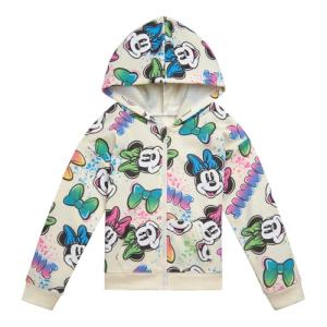 Disney Minnie Mouse Little Girls Fleece Zip Up Hoodie Cream White 6