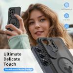 Threehundred Case for Samsung Galaxy S26 Ultra [Compatible with MagSafe], Cute Design Black Translucent Frosted Matte Soft Bumper & Hard Back Protective Phone Case with Camera Protection - Mic