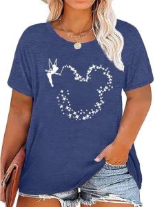 Plus Size Magical Shirts for Women Magic Kingdom T Shirts Graphic Tee Cute Holiday Shirt Family Vacation Tops Blue