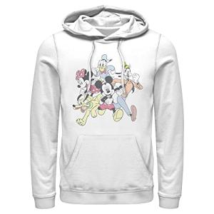 Disney Men's Mickey & Friends Running Group Shot Pull Over Hoodie - White - Large