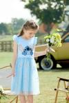 Disney Lilo & Stitch Toddler to Teen Girl Dresses Ruffle Short Sleeve Tutu Sparkle Tulle Skirt Summer Mesh Clothes Birthday Party Gift Theme Park Costume Casual Outfit Holiday Decoration Blue 6-7 Y