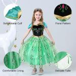 AHLPO Princess Dress Up for Girls Halloween Cosplay Princess Costume Luxury Green Fancy Dress Christmas Birthday Party Outfit