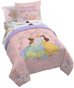 Jay Franco Kids Comforter Set Includes Sheets and Pillow Covers - Soft and Cozy Bed Set for Stylish Room Decor, Pink – Disney Princess, 7 Piece Full