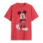Disney Men's Mickey Mouse Distressed T-Shirt, Red