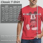 Disney Men's Mickey Mouse Distressed T-Shirt, Red