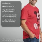 Disney Men's Mickey Mouse Distressed T-Shirt, Red