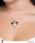 Disney Minnie Mouse Necklace and Stud Earrings for Women Official License, Fashion Jewelry Set with Red Chain and Enamel