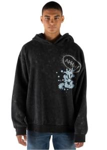 Disney Mickey Mouse Mens Fleece Pullover Hoodie Black/Blue Large