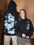 Disney Mickey Mouse Mens Fleece Pullover Hoodie Black/Blue Large