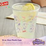 Glad for Kids Disney Princess Clear Disposable Plastic Cups - Fun, Sturdy, Kid-Friendly Disposable Drinking Cups, Plastic Drinkware for Everyday Use, 16 Ounce, 36 Count