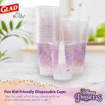 Glad for Kids Disney Princess Clear Disposable Plastic Cups - Fun, Sturdy, Kid-Friendly Disposable Drinking Cups, Plastic Drinkware for Everyday Use, 16 Ounce, 36 Count