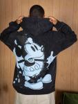 Disney Mickey Mouse Mens Fleece Pullover Hoodie Black/Blue Large