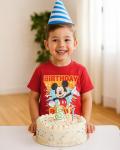 Disney Birthday Boy Shirt - Mickey Mouse Cars Lightning McQueen Toy Story Crewneck Short Sleeve Graphic Birthday Shirt (3T-7), Size 7, Mickey Red