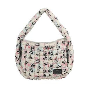 Bioworld Mickey Mouse Classic Mickey Face All-Over Print White 17" Quilted Ruched Tote