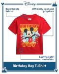 Disney Birthday Boy Shirt - Mickey Mouse Cars Lightning McQueen Toy Story Crewneck Short Sleeve Graphic Birthday Shirt (3T-7), Size 7, Mickey Red
