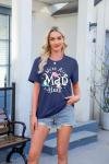 Magical Shirt Women Magic Princess T-Shirt We're All Mad Here Fairy Graphic Shirts Vacation Party Casual Short Sleeve Top Blue