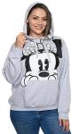 Disney Womens Hoodie Minnie Mouse Peeking Pullover (Heather Grey, X-Large)