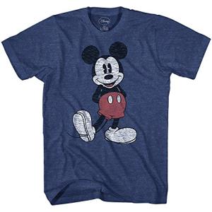 Disney Men's Full Size Mickey Mouse Distressed Look T-Shirt(Heather Navy,X-Large)