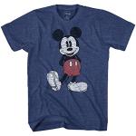 Disney Men's Full Size Mickey Mouse Distressed Look T-Shirt(Heather Navy,X-Large)