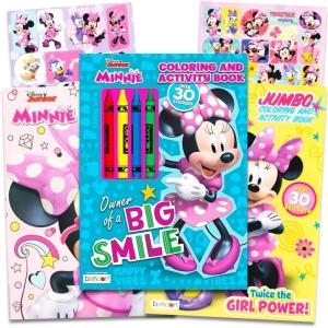 Disney Minnie Mouse Coloring Book Bundle -- 3 Pack Coloring Books with Stickers | Minnie Mouse Party Supplies Pack