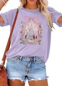 SFHFY Magical Shirt for Women Magic Kingdom T Shirt Family Vacation Tee Castle Fairy Tale Graphic Short Sleeve Tops