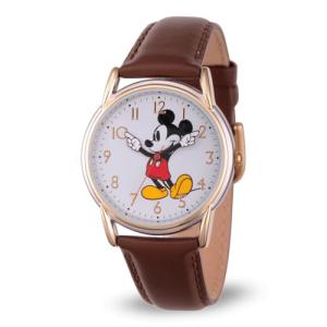 Disney Mickey's Articulating Hands Watch - Mickey Mouse Watch for Women - Vintage 90s Watches - Stylish Women's Toys - Classic Design - Gold Case - Brown Leather Strap