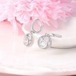 Mouse Earrings for Women Sterling Silver CZ Round Mouse Dangle Hoop Earrings Sparkling Cute Love Minnie Huggie Animal Earrings Lucky Cute Princess Jewelry Gifts for Women Daughter Birthday Party