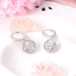 Mouse Earrings for Women Sterling Silver CZ Round Mouse Dangle Hoop Earrings Sparkling Cute Love Minnie Huggie Animal Earrings Lucky Cute Princess Jewelry Gifts for Women Daughter Birthday Party