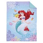 Disney The Little Mermaid Be Fearless Aqua, Lavender, and Orange Ariel 4 Piece Toddler Bed Set - Comforter, Fitted Bottom Sheet, Flat Top Sheet, and Reversible Pillowcase