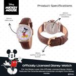 Disney Mickey's Articulating Hands Watch - Mickey Mouse Watch for Women - Vintage 90s Watches - Stylish Women's Toys - Classic Design - Gold Case - Brown Leather Strap