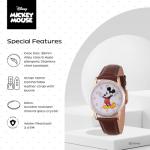 Disney Mickey's Articulating Hands Watch - Mickey Mouse Watch for Women - Vintage 90s Watches - Stylish Women's Toys - Classic Design - Gold Case - Brown Leather Strap