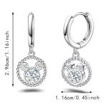 Mouse Earrings for Women Sterling Silver CZ Round Mouse Dangle Hoop Earrings Sparkling Cute Love Minnie Huggie Animal Earrings Lucky Cute Princess Jewelry Gifts for Women Daughter Birthday Party