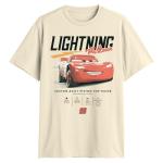 Disney Pixar Cars Lightning McQueen Stats Adult T-Shirt(Off White,X-Large)