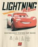 Disney Pixar Cars Lightning McQueen Stats Adult T-Shirt(Off White,X-Large)