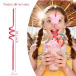 24 Glitter Mouse Ear Party Favors-Reusable Drinking Straws-Birthday Oh Twodles Party Supplies- Plastic Straws for Boys Girls Party Decorations,Princess Theme Crazy Silly Straw with 2 Cleaning Brushes