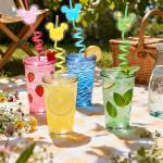 24 Glitter Mouse Ear Party Favors-Reusable Drinking Straws-Birthday Oh Twodles Party Supplies- Plastic Straws for Boys Girls Party Decorations,Princess Theme Crazy Silly Straw with 2 Cleaning Brushes