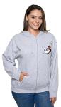 Disney Hoodie Womens Mickey & Minnie Mouse Print Zip Up (Light Grey, Large)