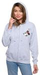 Disney Hoodie Womens Mickey & Minnie Mouse Print Zip Up (Light Grey, Large)