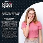 Minnie Mouse Watch for Women – Stylish Minnie Mouse Watches for Women, Gift for Watch Lovers, Elegant & Fun Timepiece – Brown Leather Strap, Silver Case, White Dial, Gold Bezel