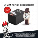 Minnie Mouse Watch for Women – Stylish Minnie Mouse Watches for Women, Gift for Watch Lovers, Elegant & Fun Timepiece – Brown Leather Strap, Silver Case, White Dial, Gold Bezel