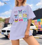 Magic Kingdom Shirts for Women Bow Shirt Coquette Aesthetic Tshirt Princess Tee Oversized Holiday Vacation Tops Purple
