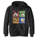 Boy's Mickey & Friends Character Grid Pull Over Hoodie - Black - Large
