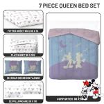 Jay Franco Disney Mickey Mouse & Minnie Mouse Queen Size Comforter Set - 7 Piece Bedding Includes Sheet Set & Pillow Covers - Super Soft Cozy Bedding