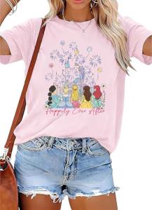 Magical Shirt for Women Princess Shirt Magic Kingdom Tshirt Family Vacation T Shirt Casual Short Sleeve Tops B-Pink